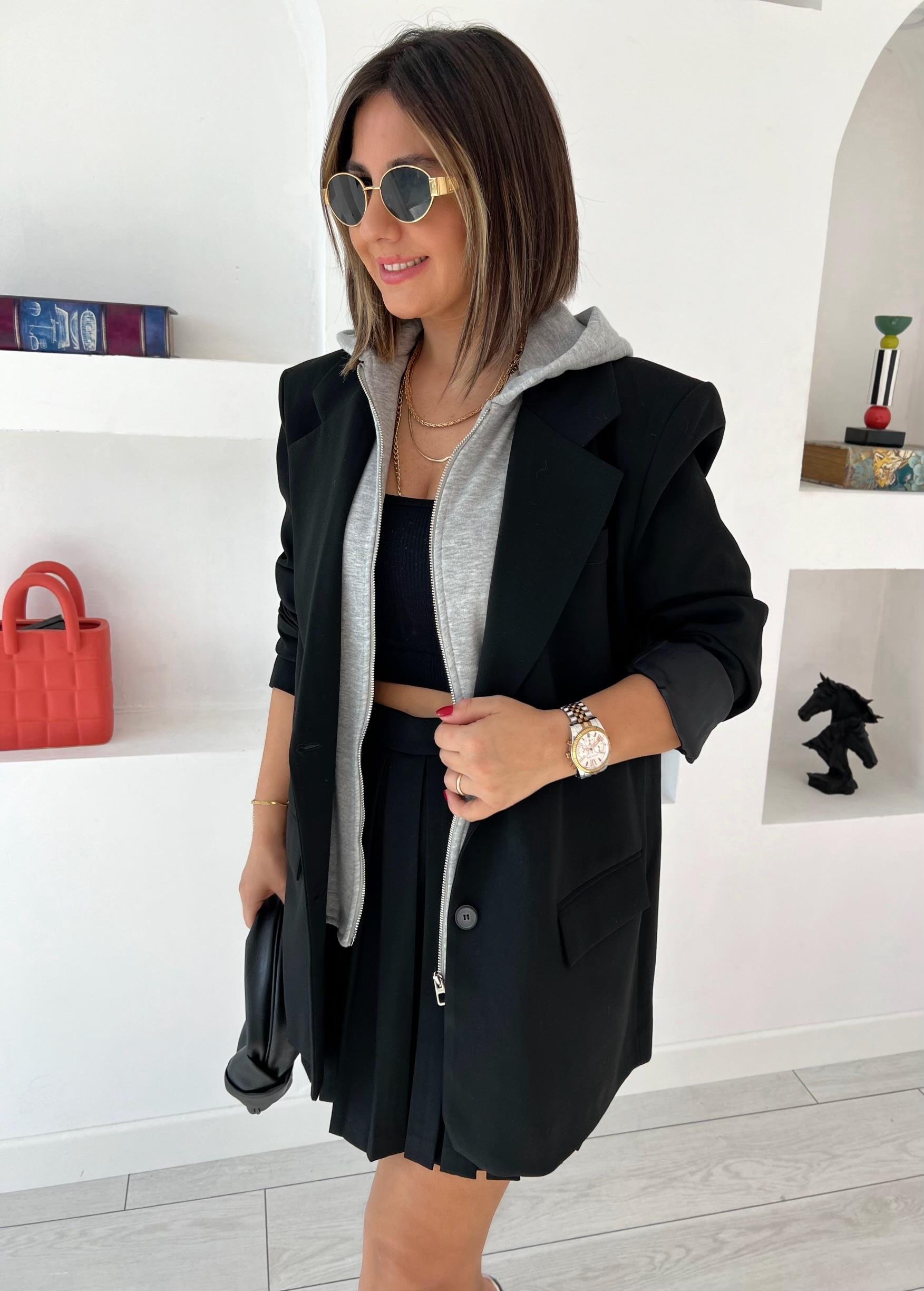 Kapişonlu Siyah Blaze Ceket