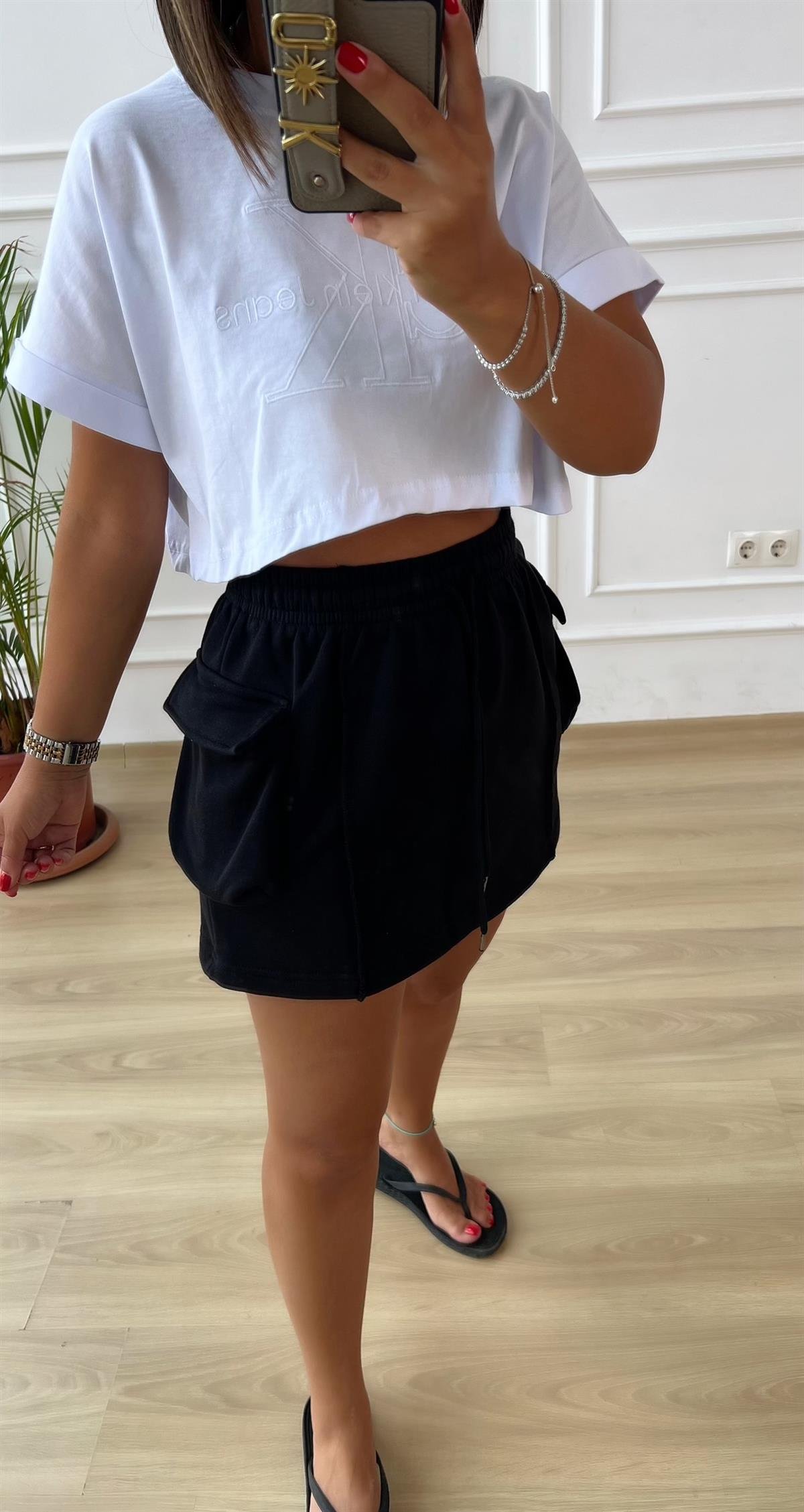 Kargo Cepli Sweat Mini Etek