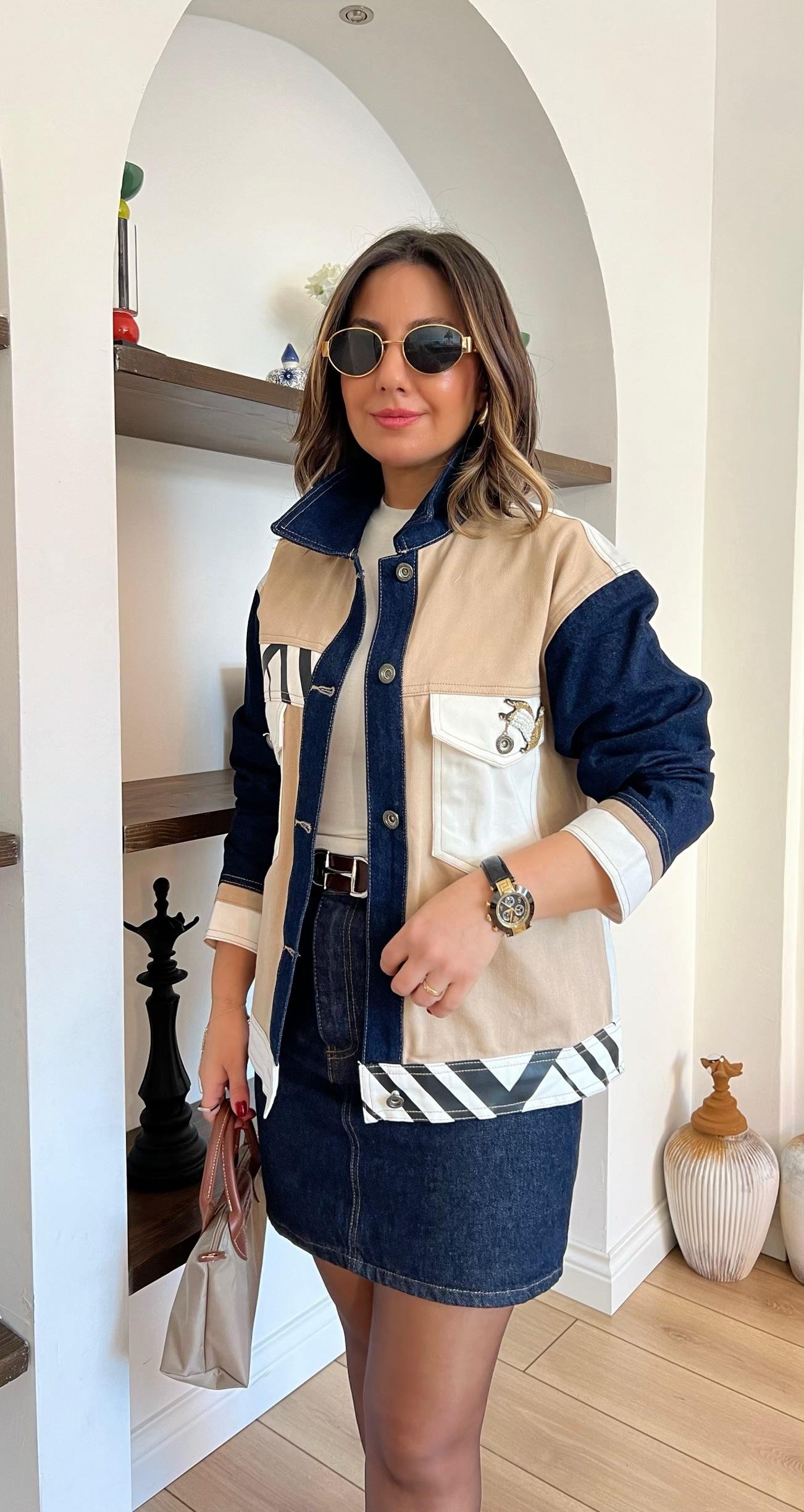 Kuş Detayli Denim Ceket