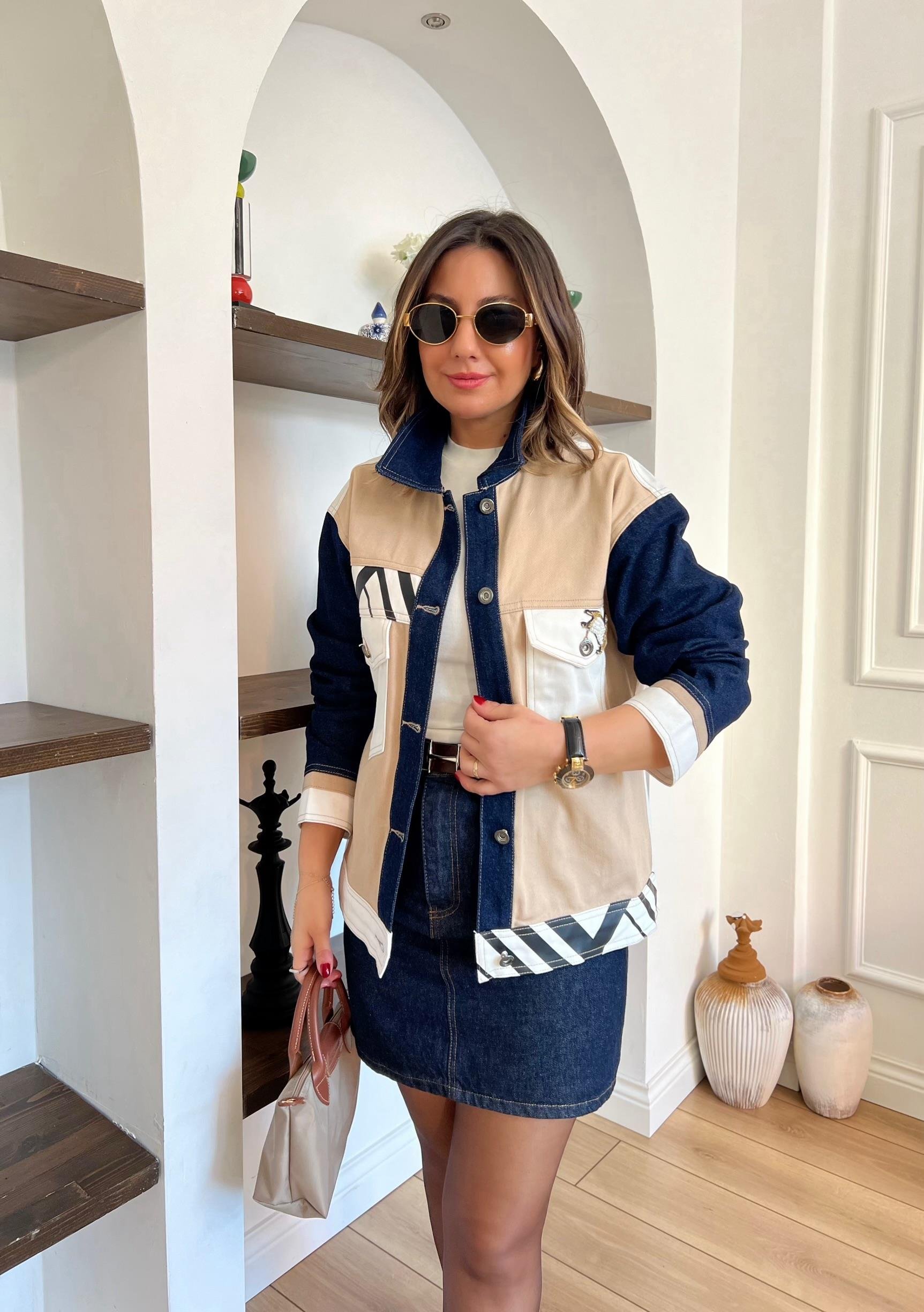 Kuş Detayli Denim Ceket