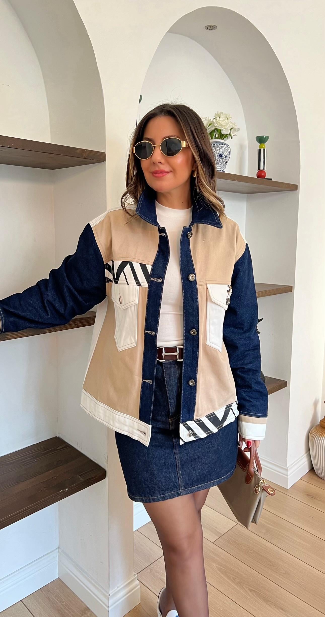 Kuş Detayli Denim Ceket