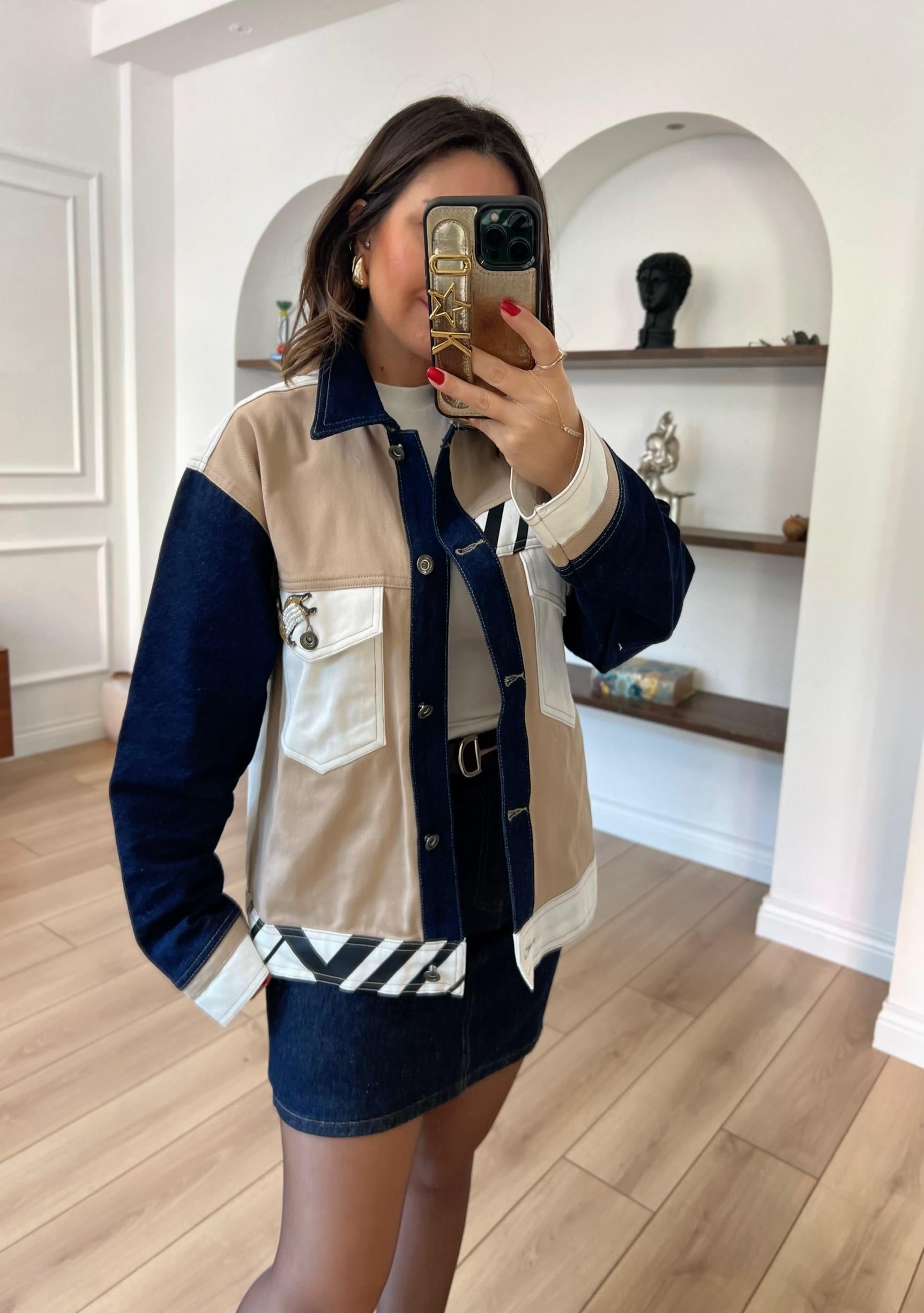 Kuş Detayli Denim Ceket