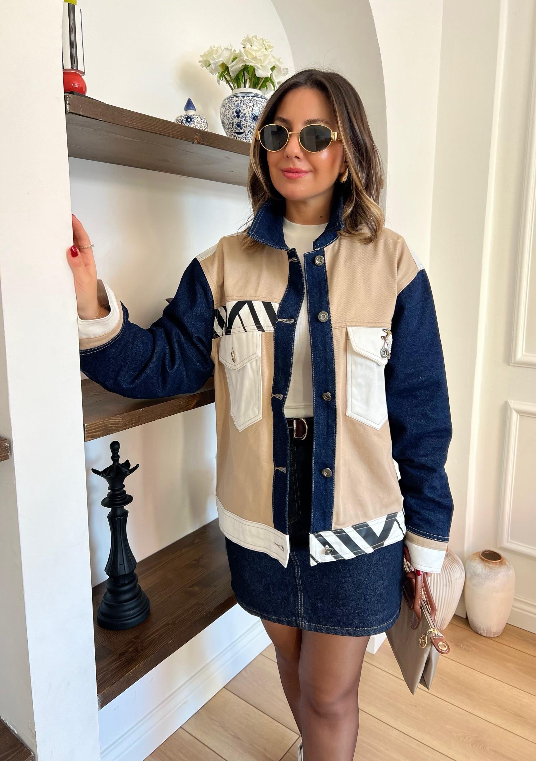 Kuş Detayli Denim Ceket