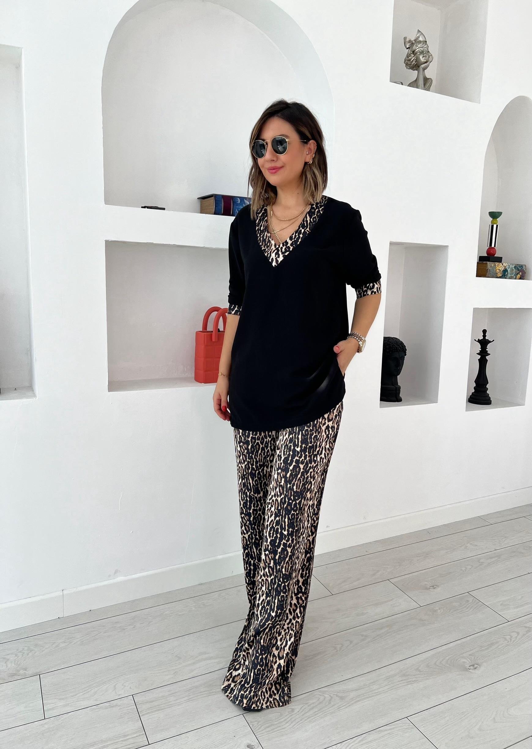 Leopar Desenli ikili Takım