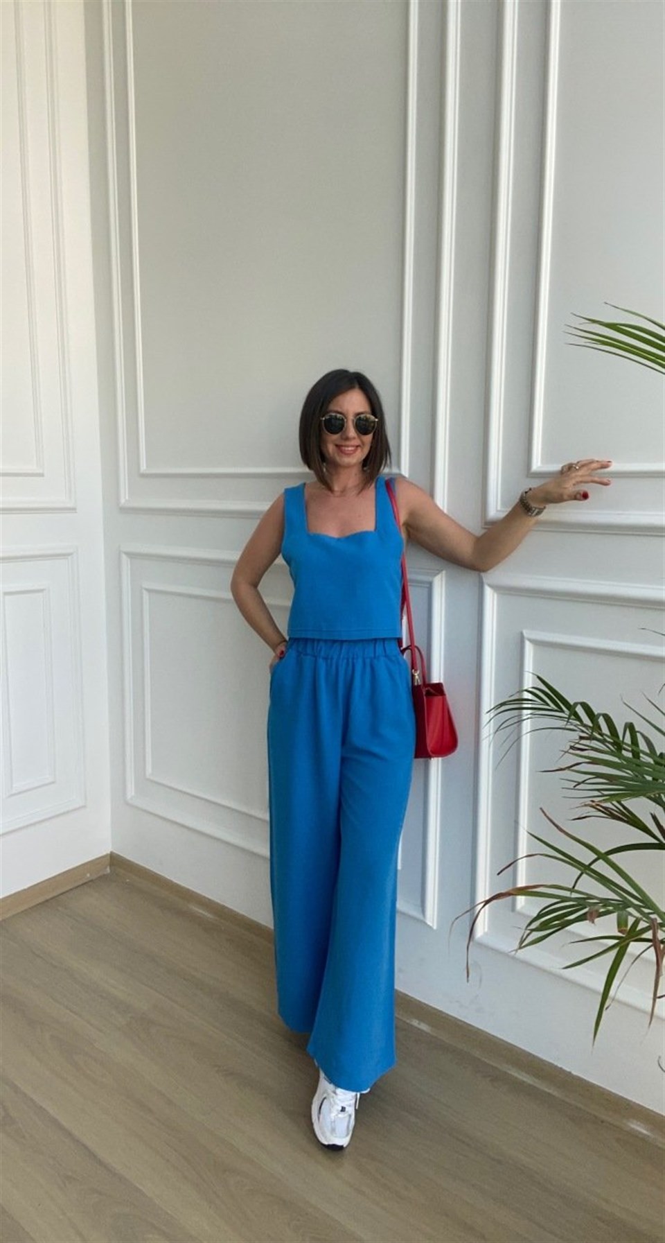 Mavi Renk Keten Takım