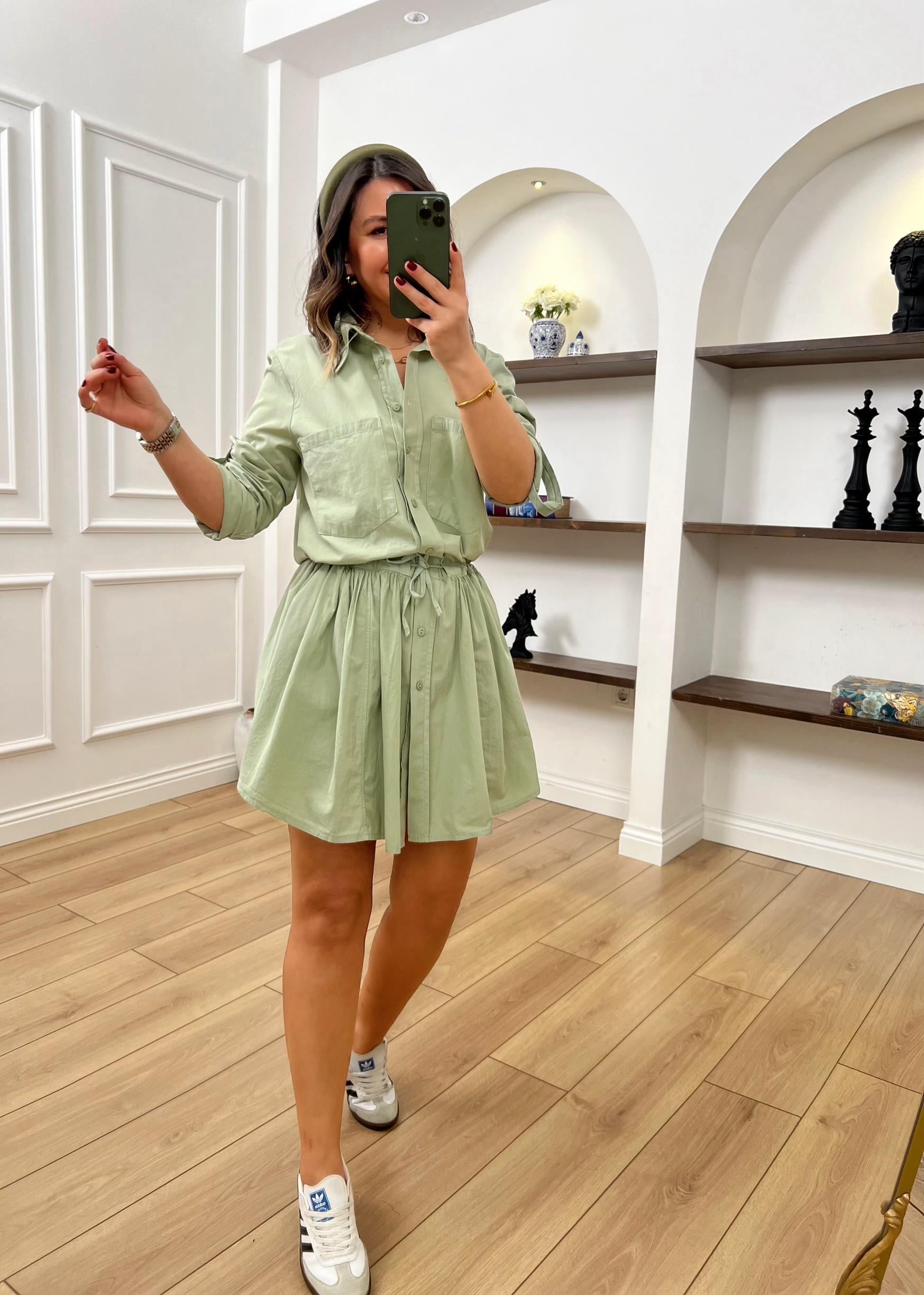 Mint Yeşili Tensel Şortlu Elbise