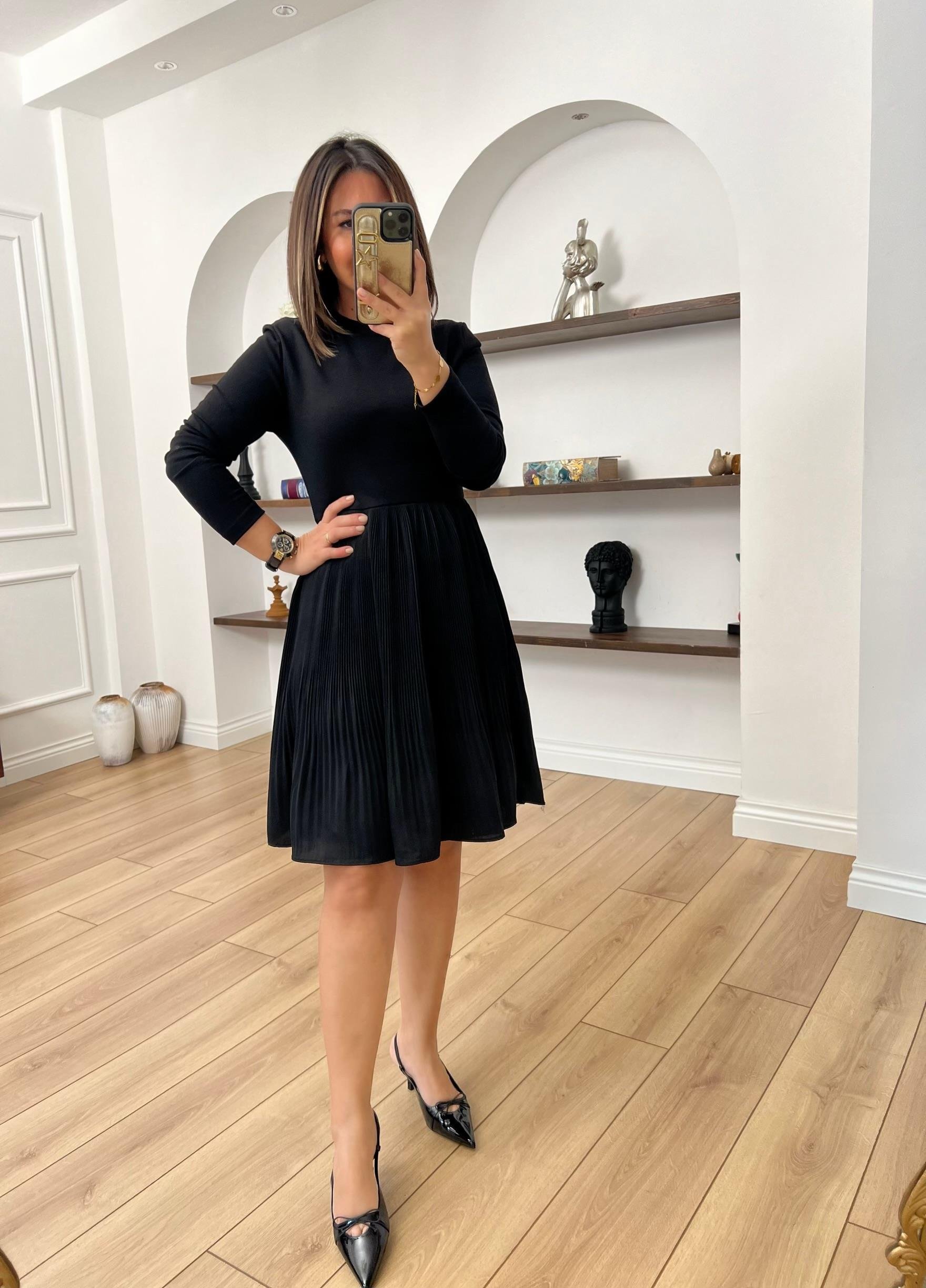 Ms Çelik Penye Piliseli Elbise