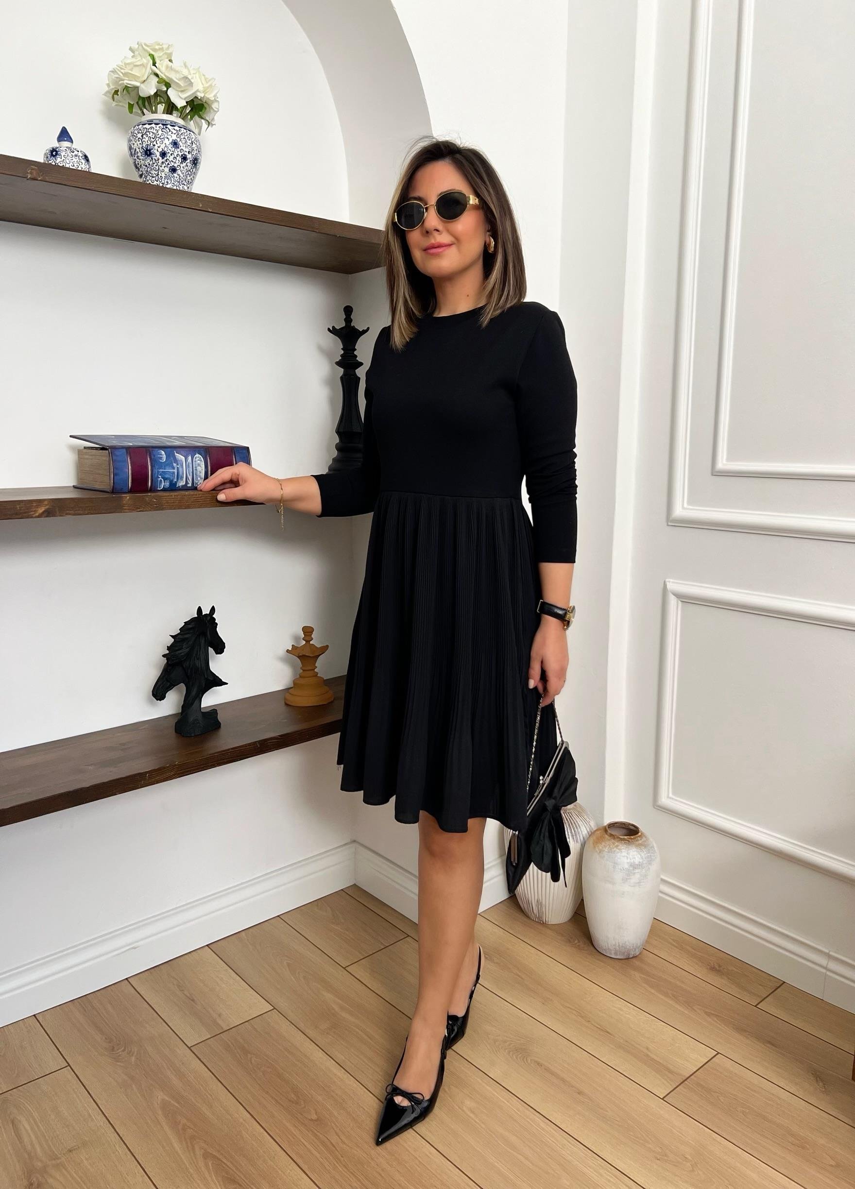 Ms Çelik Penye Piliseli Elbise