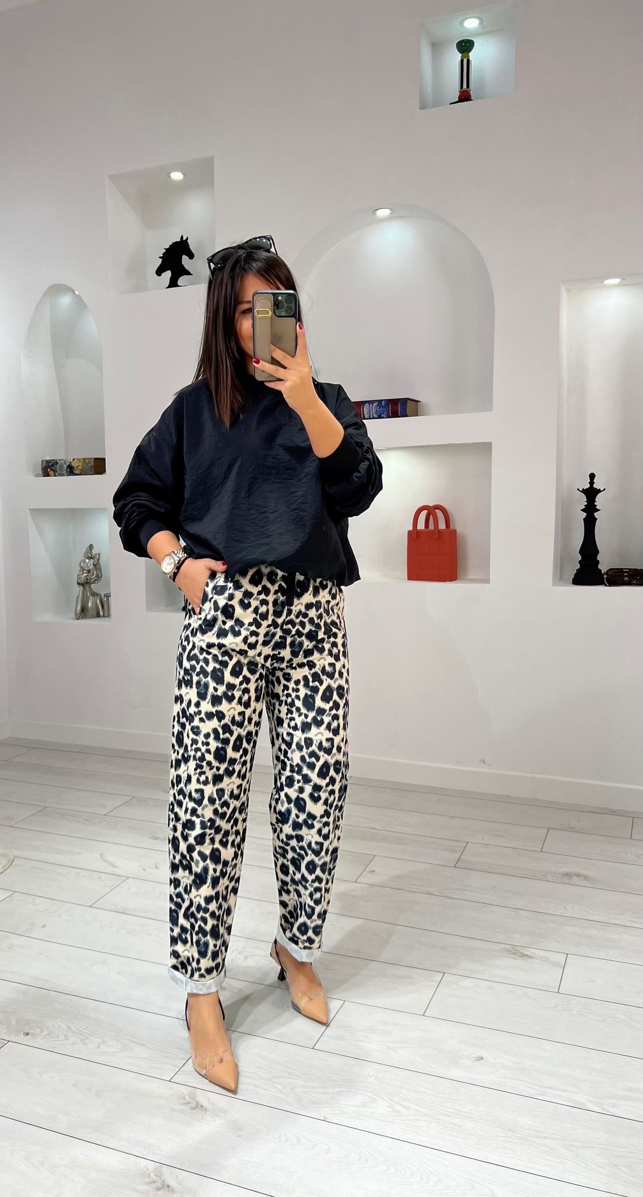 Muadil Leopar Pantolonlu Takım