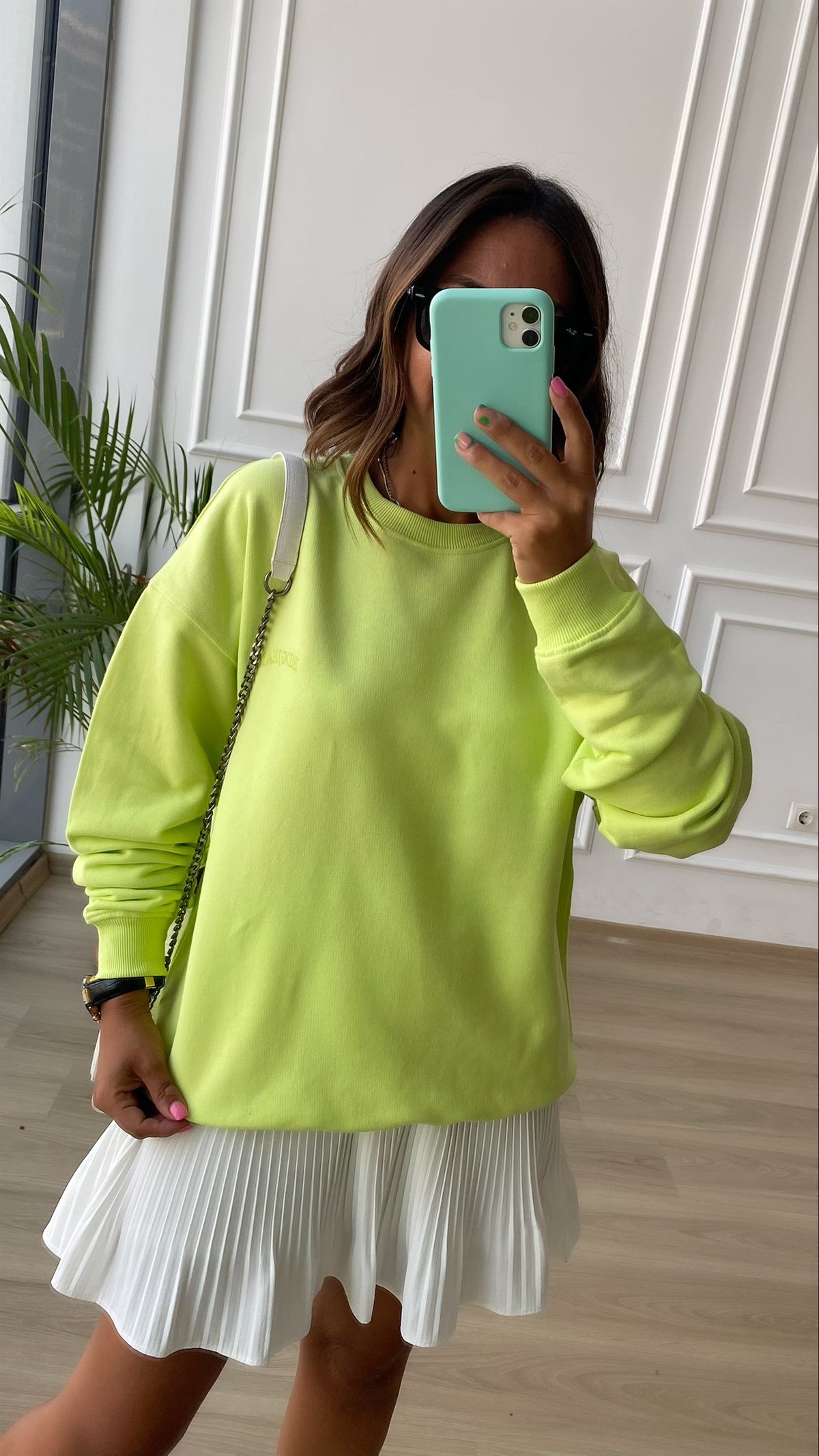 Neon Yeşil Şardonsuz Sweat