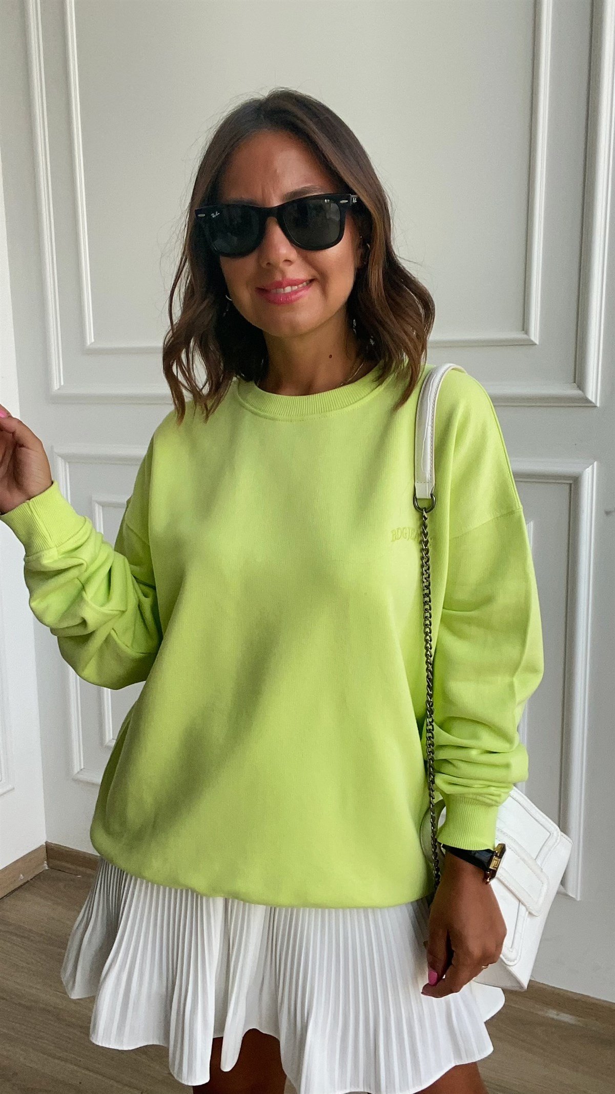Neon Yeşil Şardonsuz Sweat
