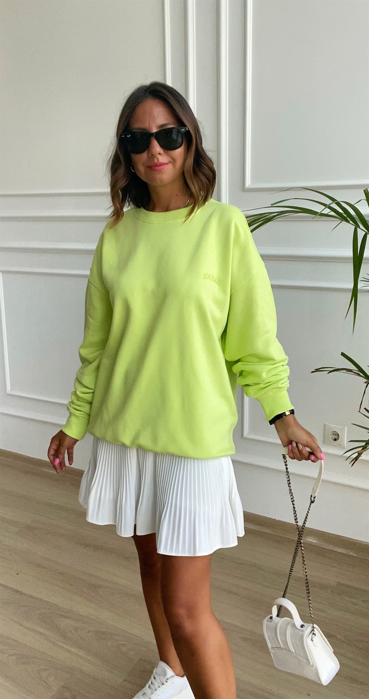 Neon Yeşil Şardonsuz Sweat