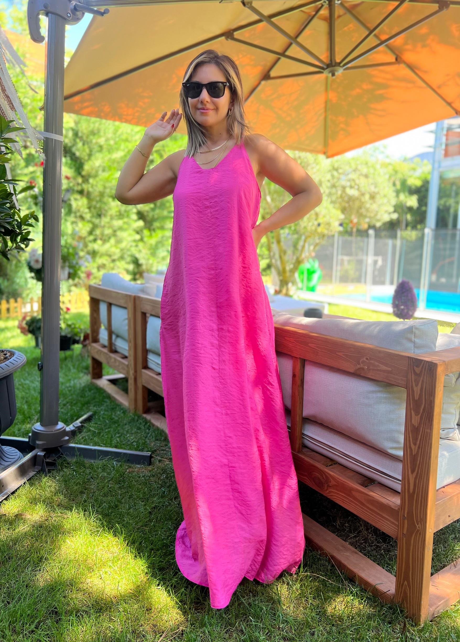 Pembe Askili Maxiboy Elbise 