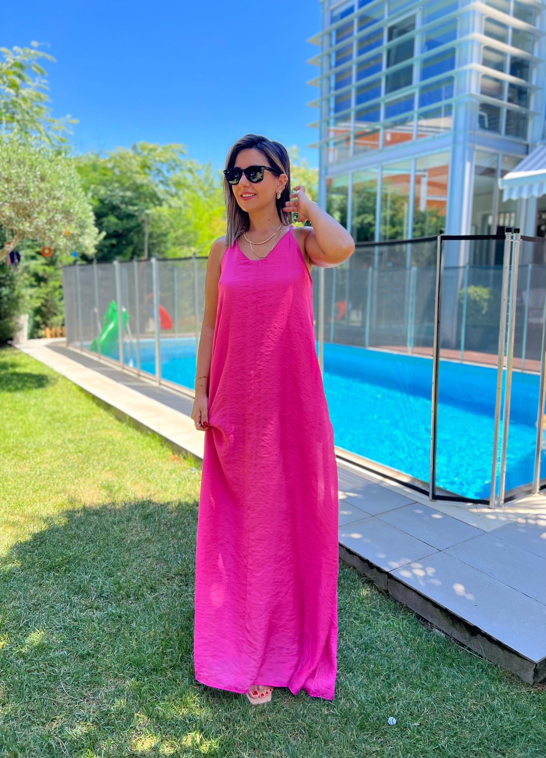 Pembe Askili Maxiboy Elbise 