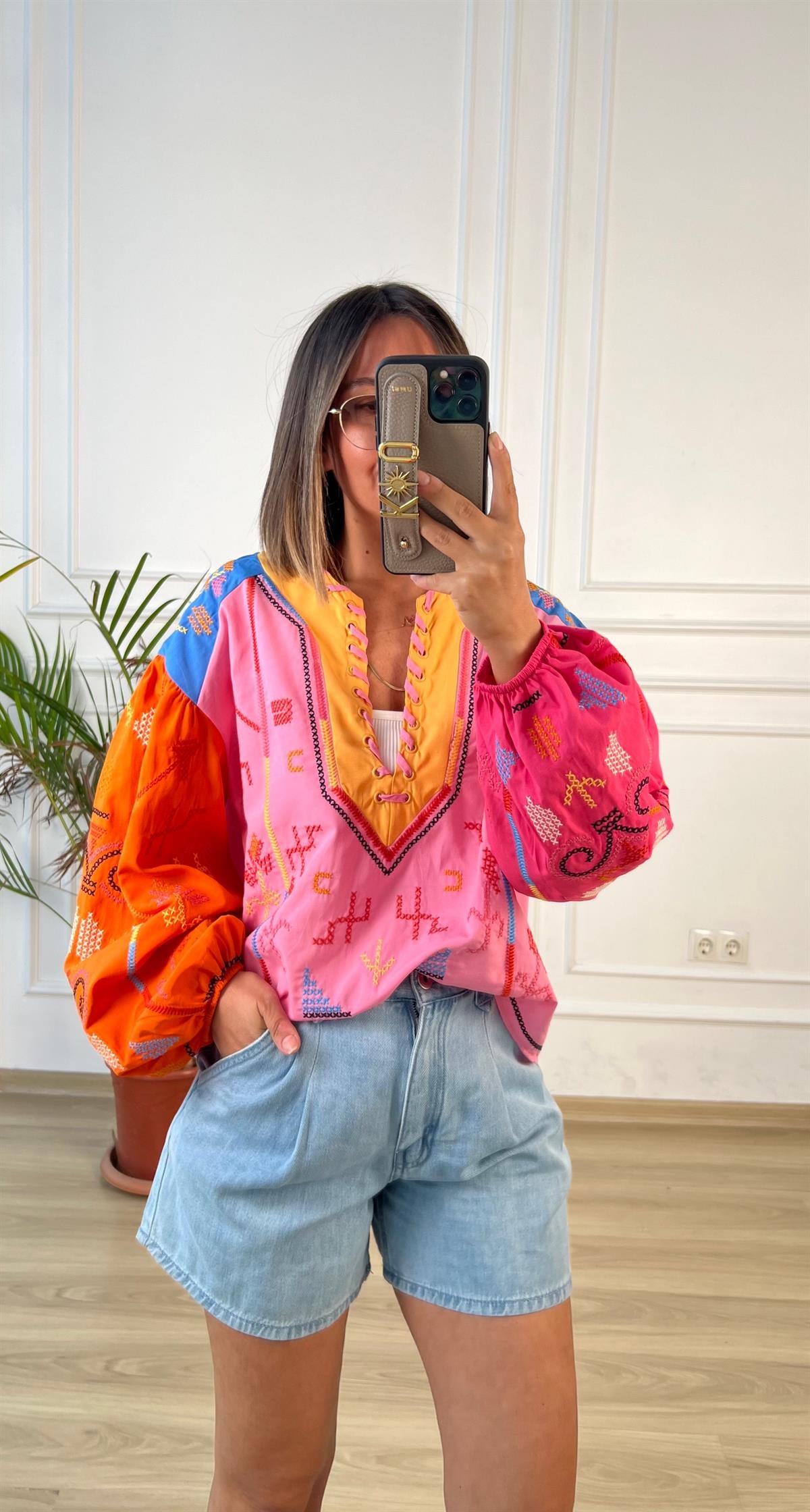 Piliseli Denim Şort