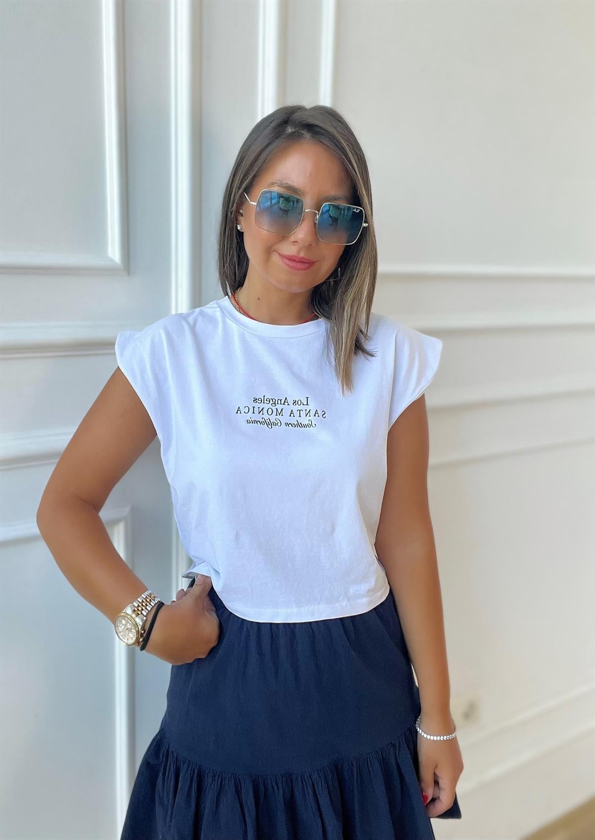 Santa monica beyaz basic tişört 