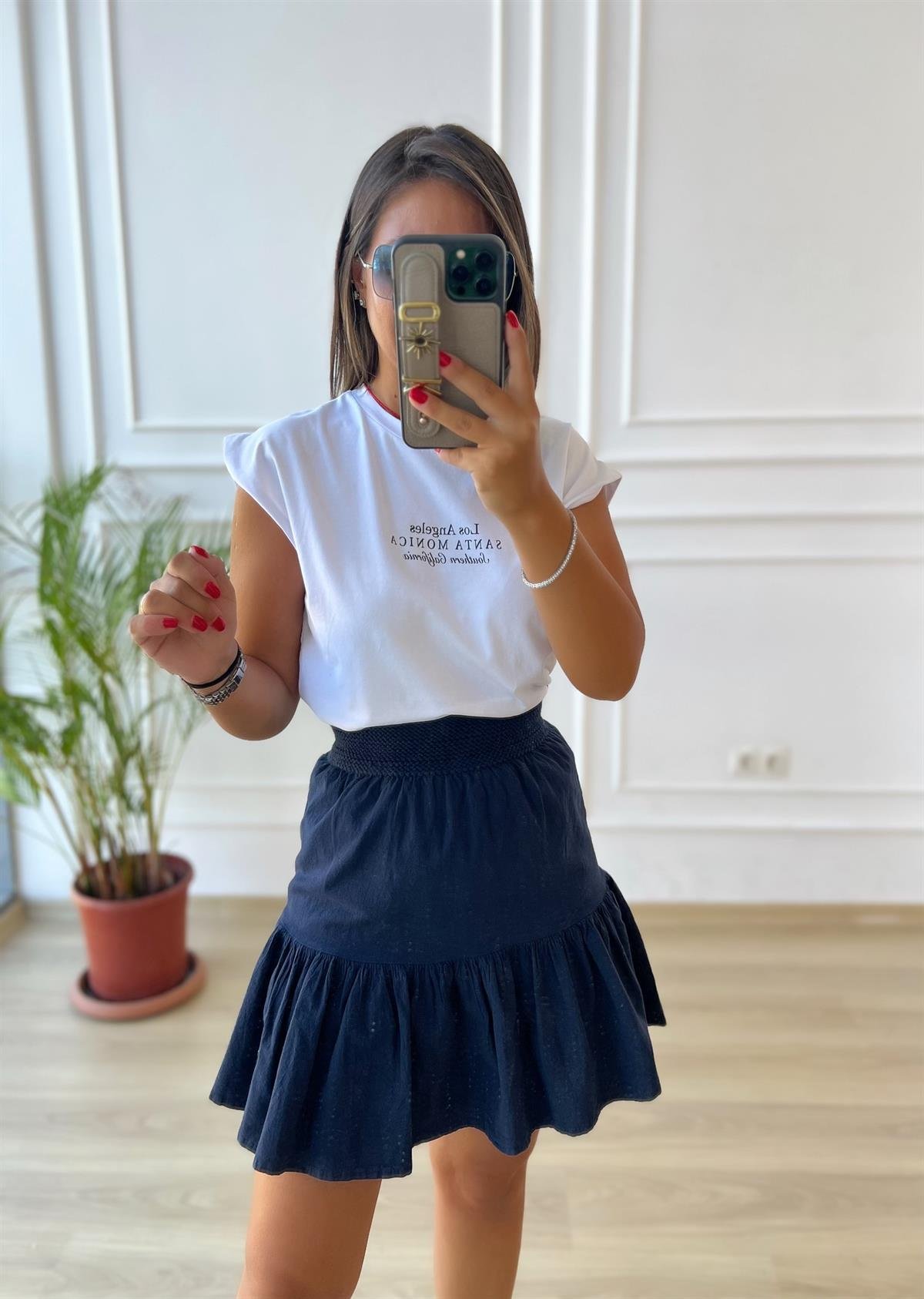 Santa monica beyaz basic tişört 