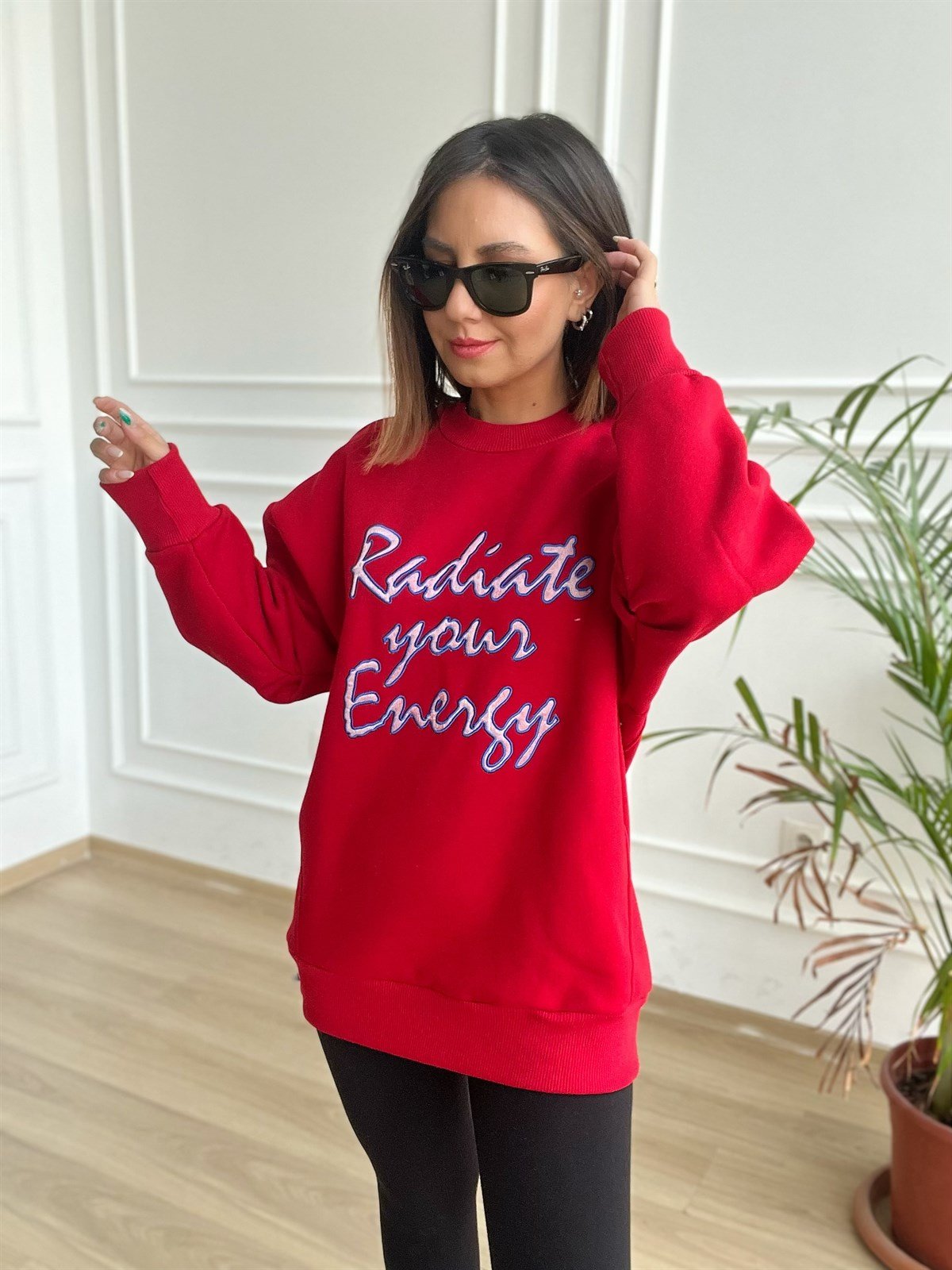 Slogan Nakışlı Sweatshırt