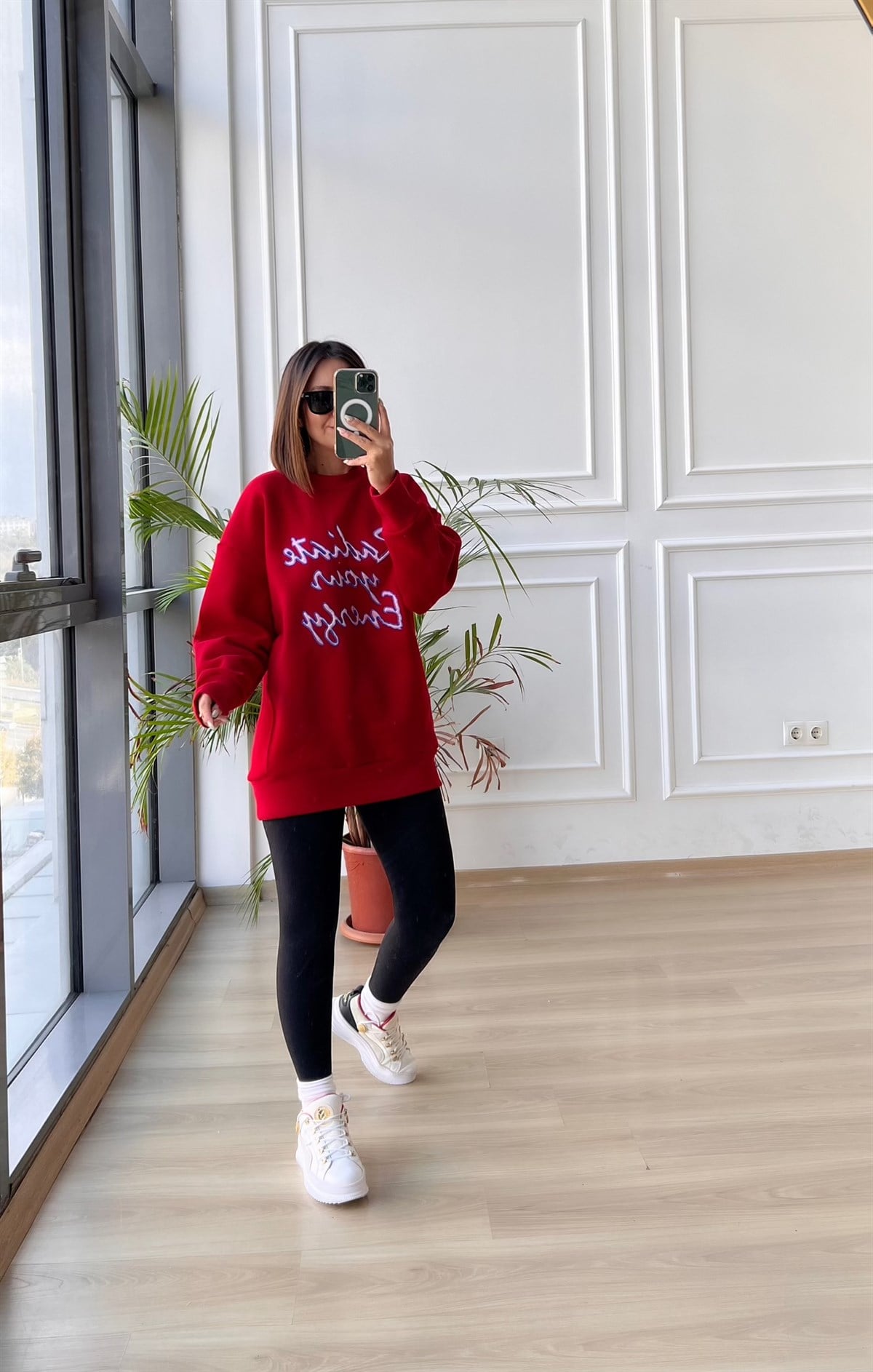 Slogan Nakışlı Sweatshırt