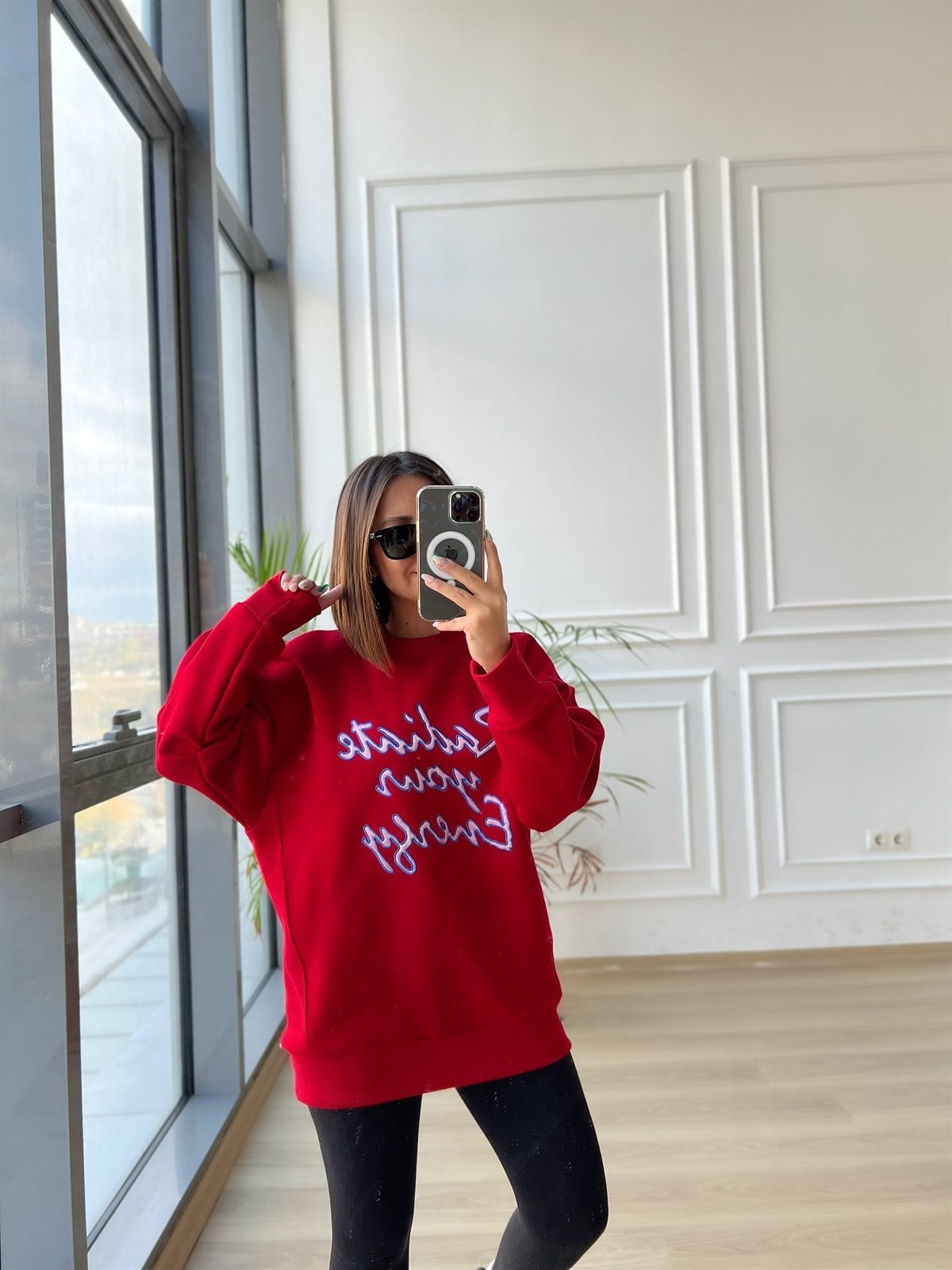 Slogan Nakışlı Sweatshırt
