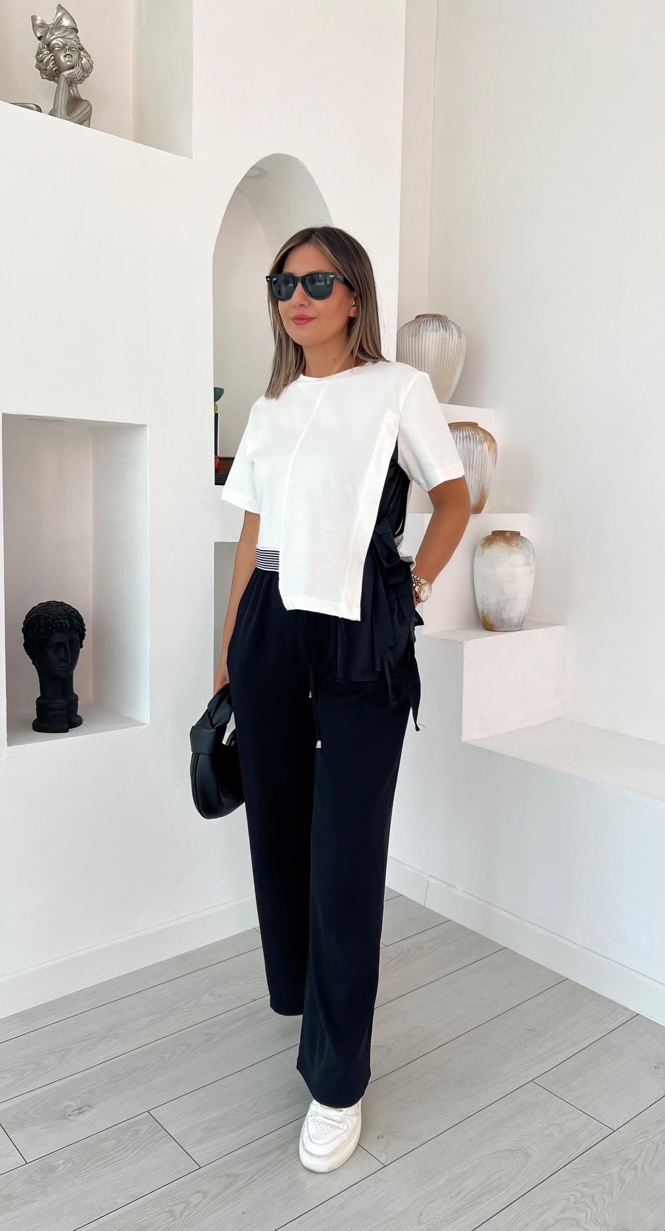 Tasarım Saten Detaylı Basic Bluz