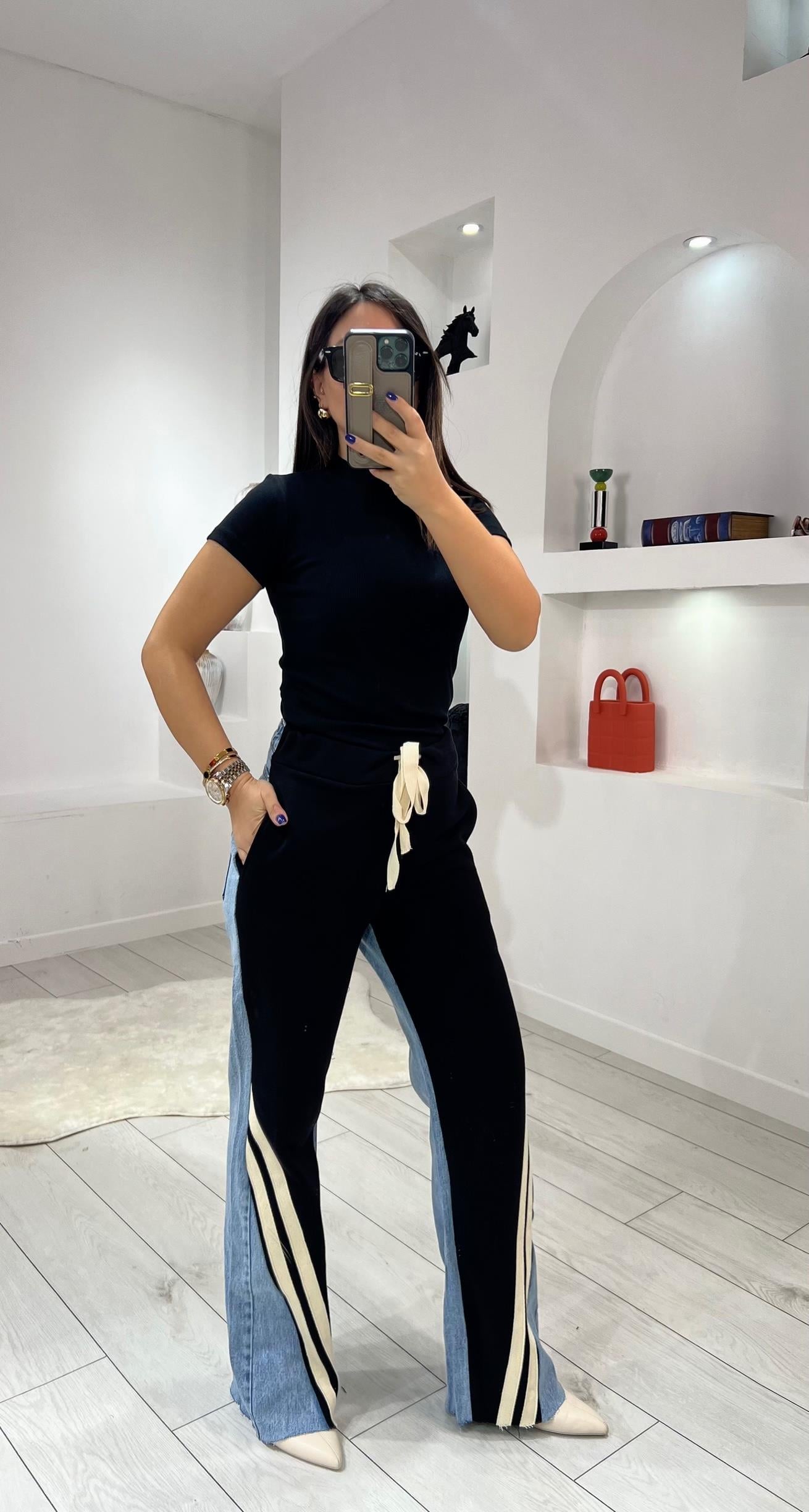 Tasarım Sweat Detaylı Jean