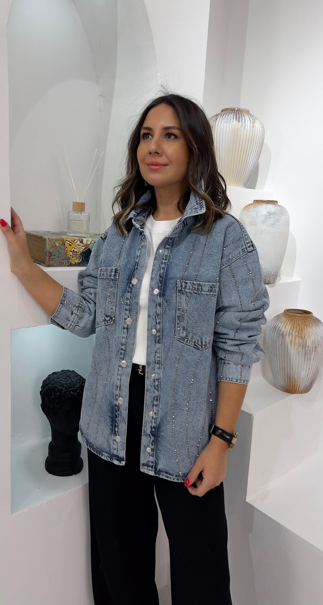 Taşlı Jean Ceket