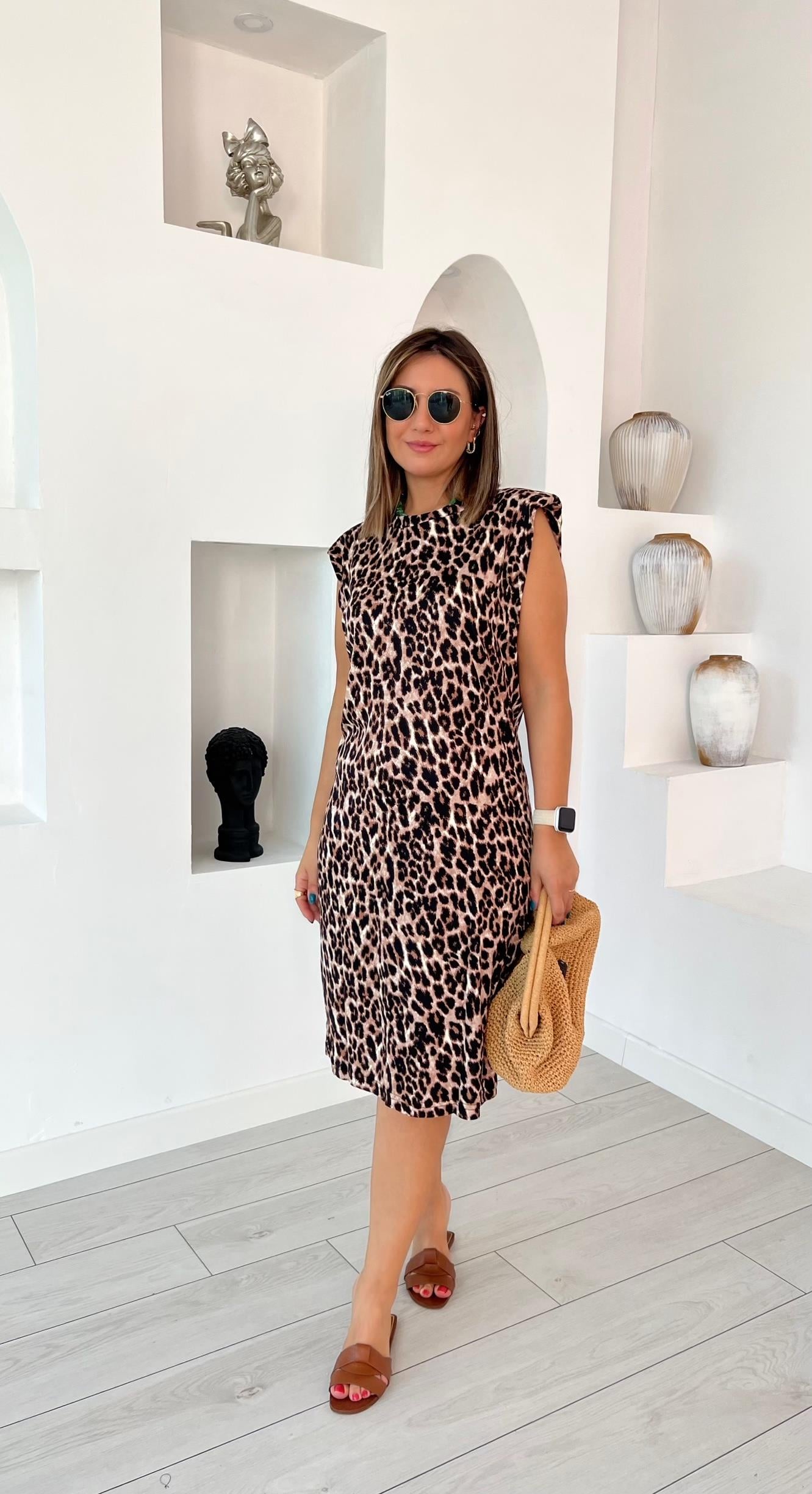 Vatkalı Leopar Elbise 