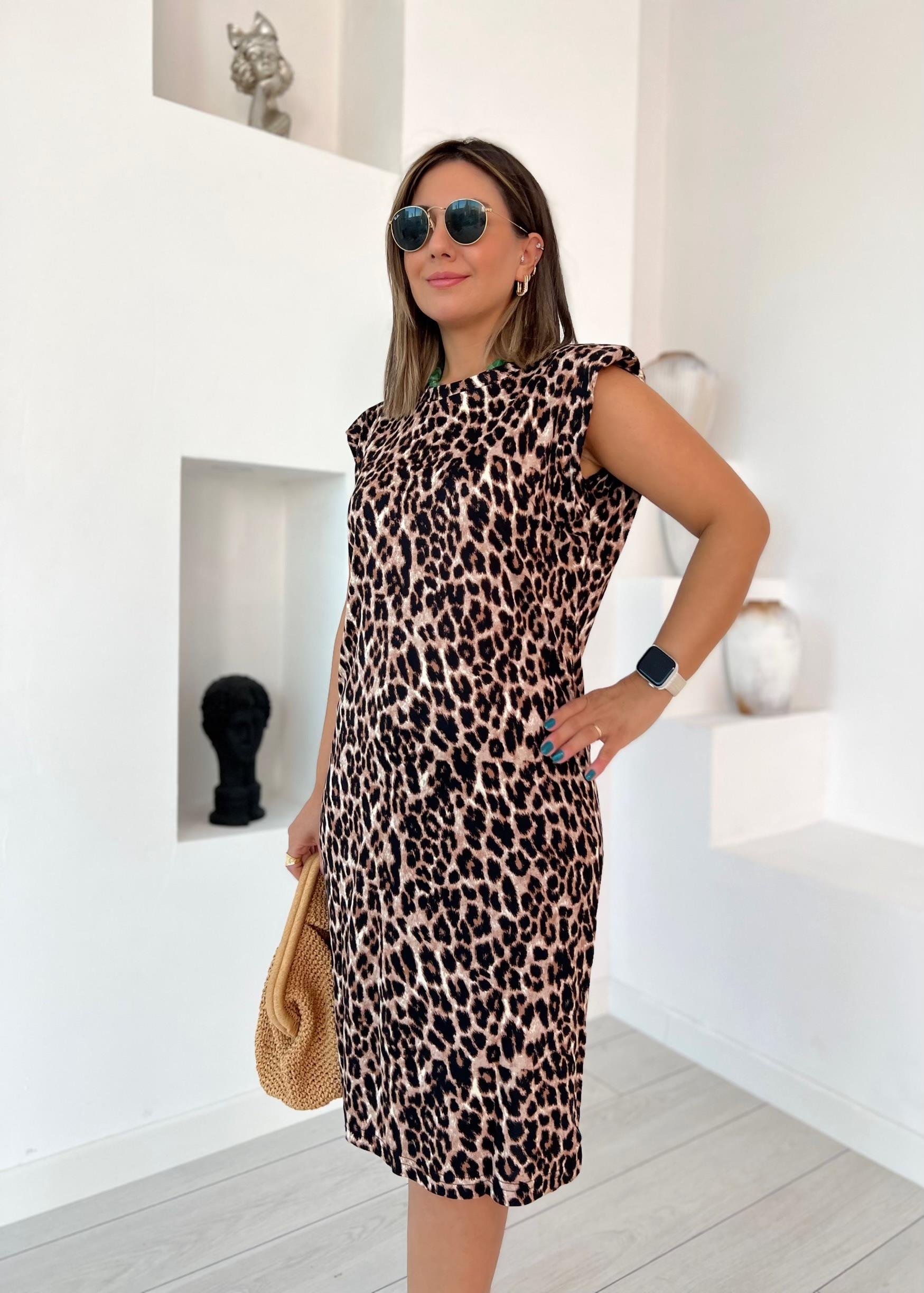 Vatkalı Leopar Elbise 