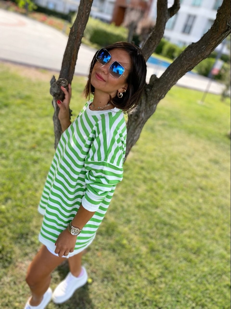 Yeşil Çizgili Triko