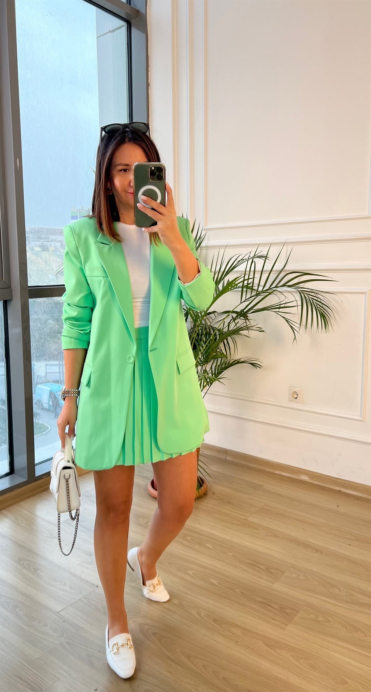 Yeşil Vatkalı Blazer Ceket