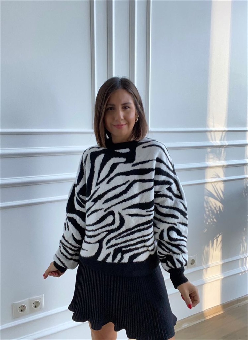 Zebra Desenli Kazak