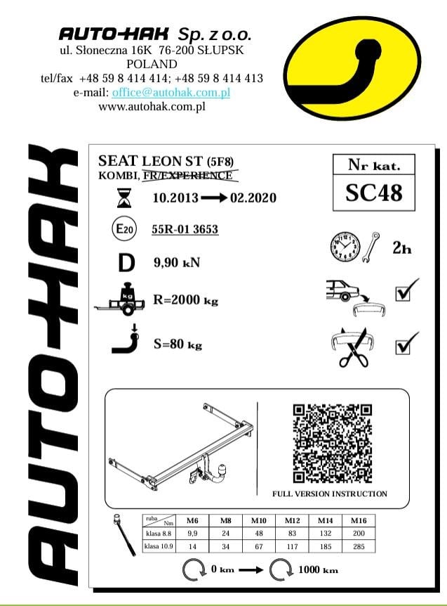 Seat Leon ST Çeki Demiri , Kuğu Boynu - Sabit (2013 -  )