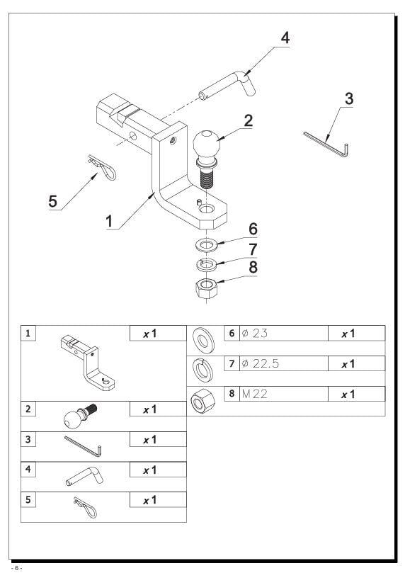 Amerikan Tip Kare Adaptör Çeki Demiri Topuzu 50 mm Avrupa Standartı