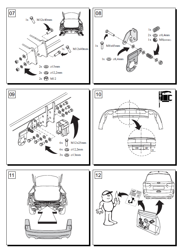 Ford Kuga Çeki Demiri ,Dikey Sökülebilir model (07.2019-)
