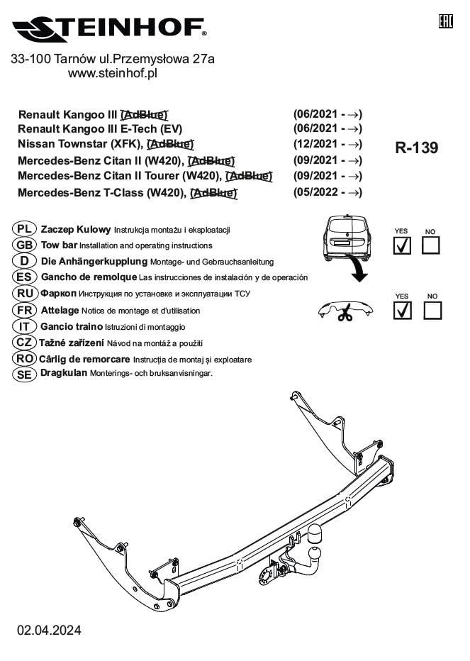  RENAULT KANGO III E-TECH (EV) ÇEKİ DEMİRİ 