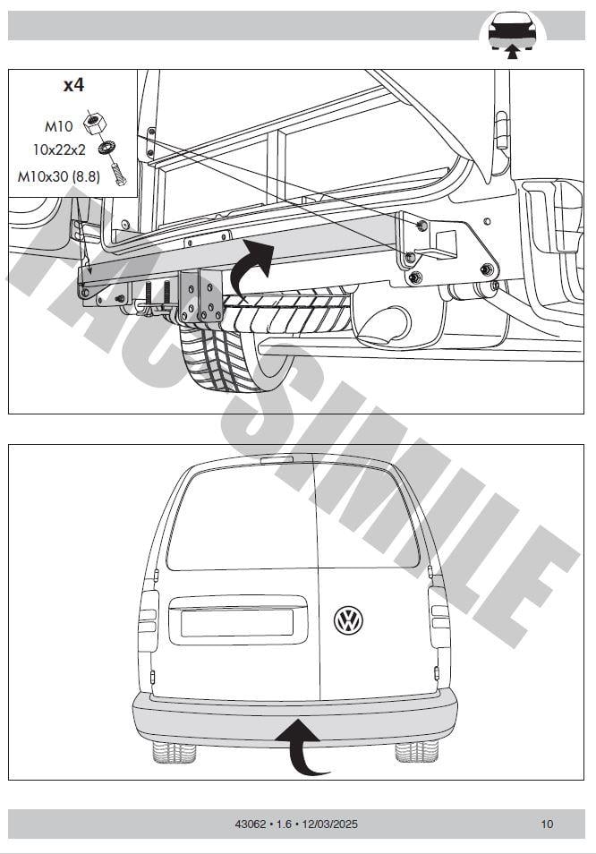 Volkswagen Caddy Çeki Demiri ,Umbra - Sabit (2004 - 2020)