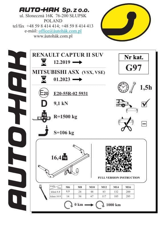 Renault Captur Çeki Demiri , Kuğu Boynu - Sabit (2019 -  )