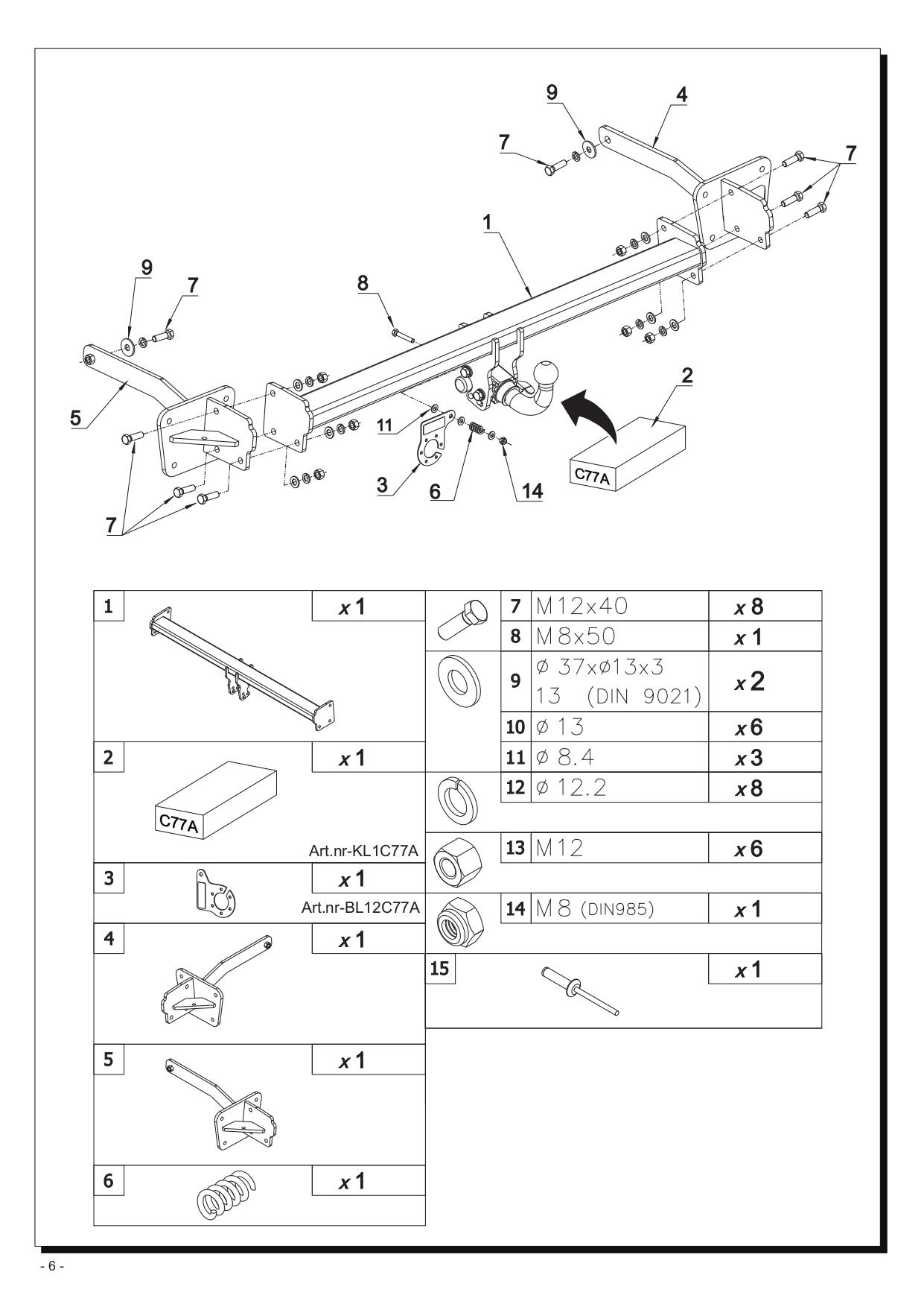  Ford Transit Custom Çeki Demiri , Yatay Sökülebilir Mandallı Model (07.2023 -)