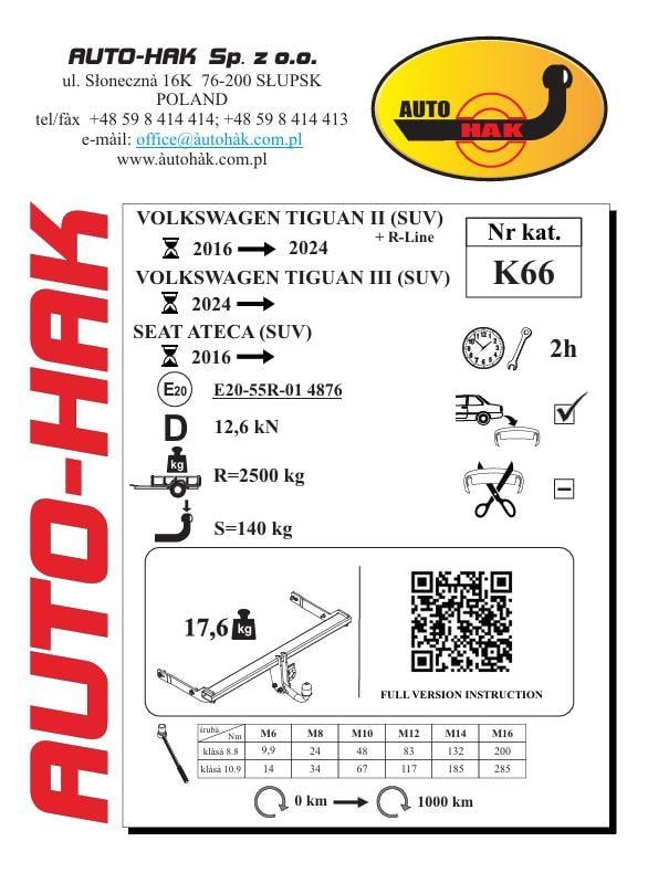 Volkswagen Tiguan Çeki Demiri , Kuğu Boynu - Sabit (2016 -  )