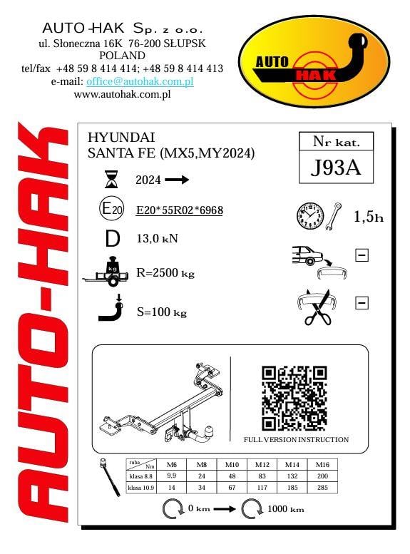 Hyundai Santa Fe 5D Çeki Demiri ,Yatay, Sökülebilir,Mandallı (2024 -  )