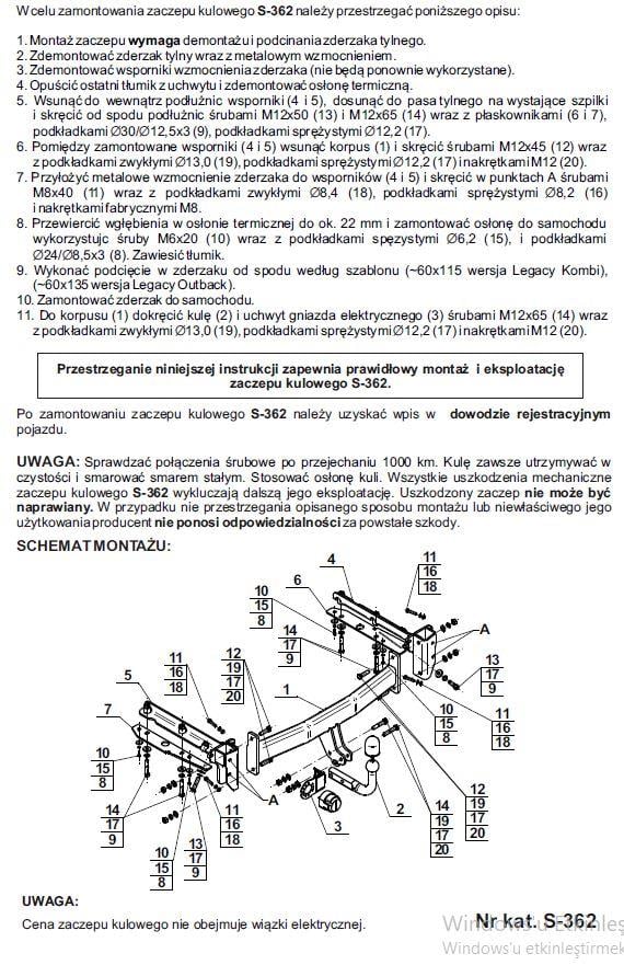 SUBARU LEGACY ÇEKİ DEMİRİ