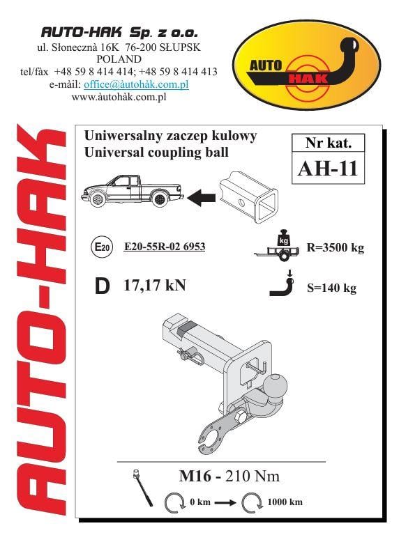 Amerikan Tip Kare Adaptör Çeki Demiri Topuzu 50 mm Avrupa Standartı