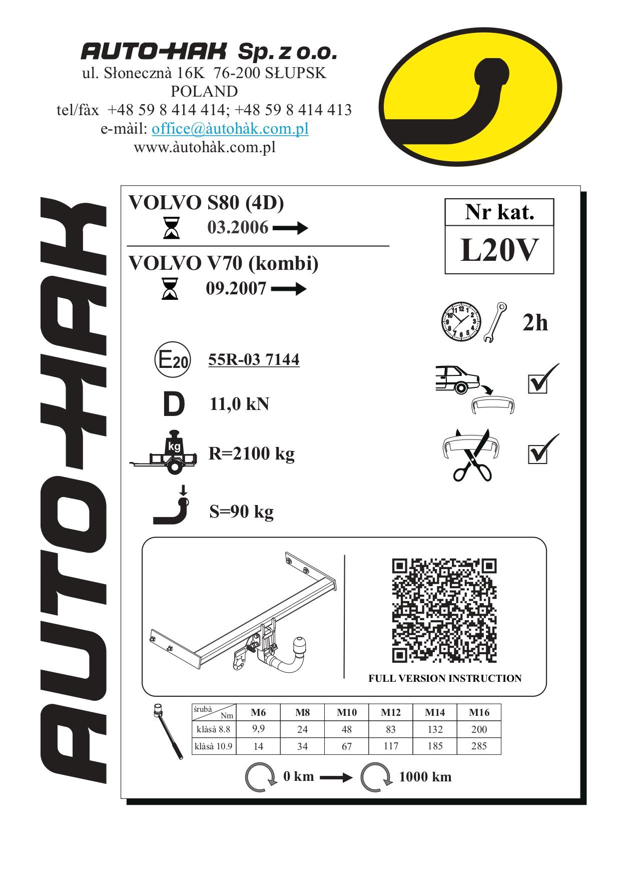 Volvo S80 Çeki Demiri , Dikey Sökülebilir-Anahtarlı (03.2006- )