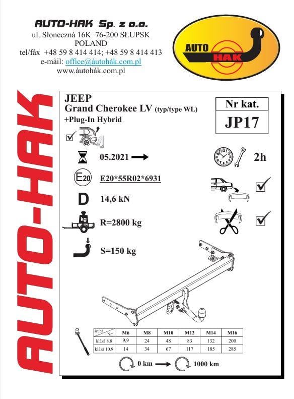 Jeep Cherokee LV Çeki Demiri , Kuğu Boynu - Sabit (1997 - 2001)