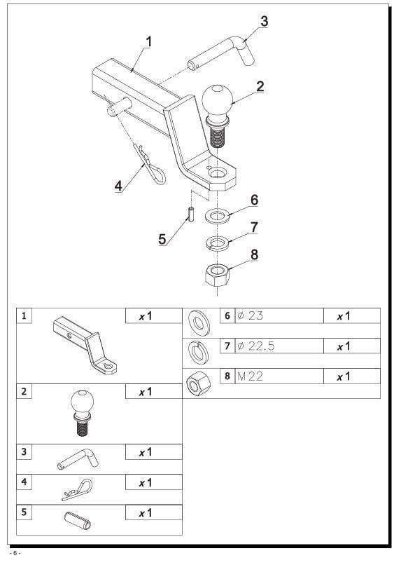 Amerikan Tip Kare Adaptör Çeki Demiri Topuzu 50 mm Avrupa Standartı