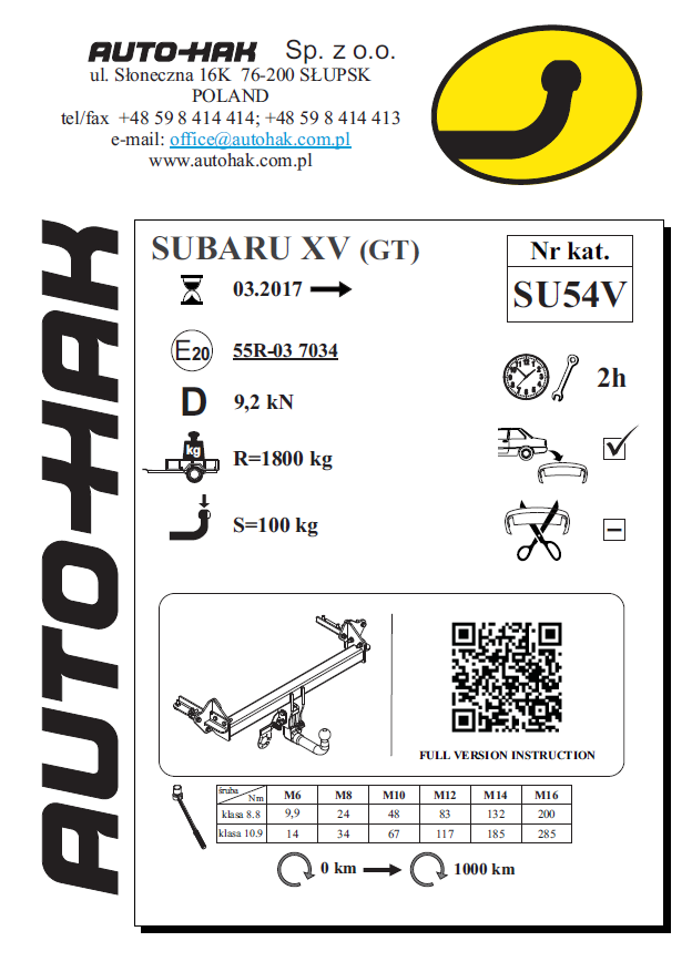 SUBARU XV,Dikey Sökülebilir Model (03.2017 ve sonrası)