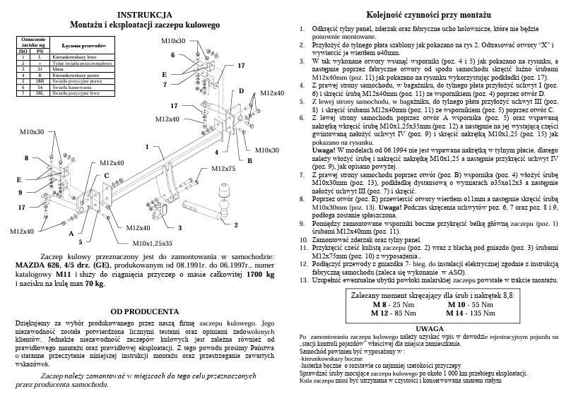 MERCEDES MAZDA 626 STANDART ÇEKİ DEMİRİ (08.1991- 06.1997)
