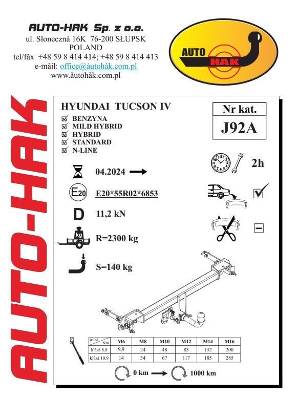 HYUNDAI TUCSON IV, ÇEKİ DEMİRİ, SÖKÜLEBİLİR, MANDALLI