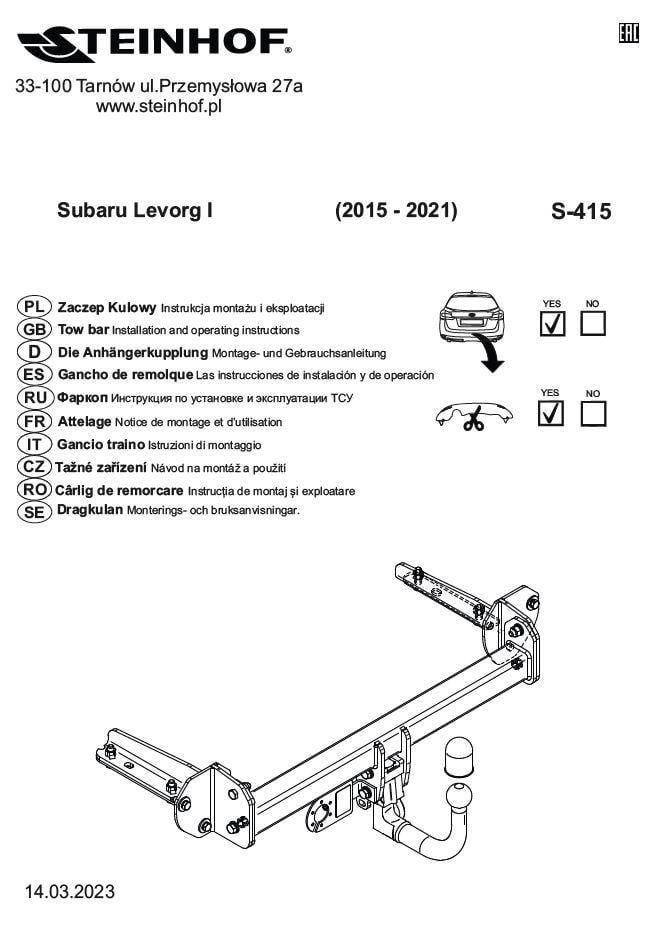 SUBARU LEVORG I ÇEKİ DEMİRİ